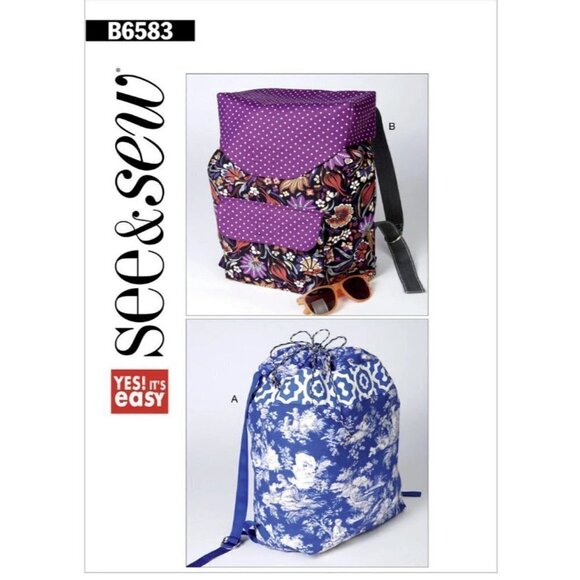 Butterick See and Sew Sewing Pattern 6583 Backpacks - Picture 1 of 4